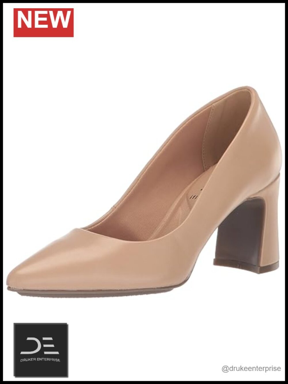 Anne Klein Benedette PU Pump Sandals Block Heel Pointed Toe Slip On iFlex